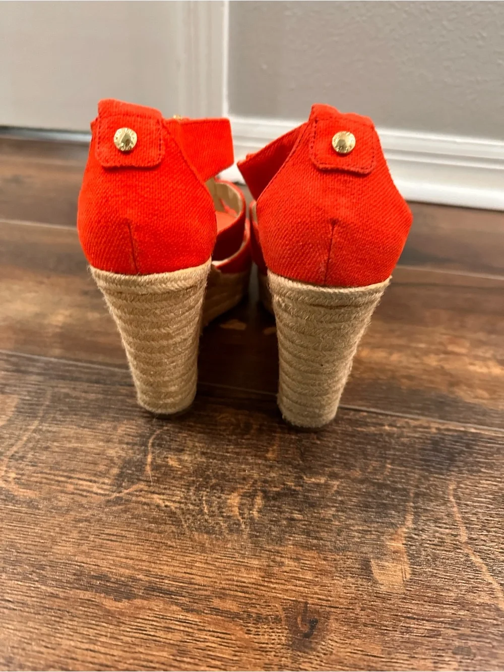 Michael Kors -Damita Women's Orange Zip-Front Espadrille Wedge Sandals 7 1/2